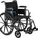 Medline 20 K3 Height Adjustable Wheelchair with Swing-Back Desk-Length Arms & Swing-Away Footrests, 300 lbs. Capacity Transport Aid, Adults & Seniors (20"x16" Seat)