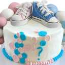 19PCS Blue or Pink Shoes Cake Toppers Boy or Girl Shoes Balls Cake Decorations with Cute Shoes Blue Pink White Balls for Baby Shower Party (Blue Pink)