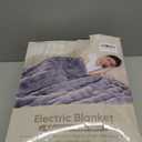 Heated Blanket Throw, Fast Heating Blanket Throw with 1/2/4/6/9/12 Hours Auto-Off 8 Heat Level, 62'' * 84'' Cozy Faux Rabbit Fur Bubble Blanket, Soft Fluffy Warm Blanket(Dark Grey)