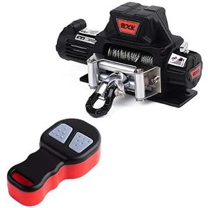 INJORA Metal Automatic Winch Wireless Remote Controller System for 1:10 RC Crawler Car Axial SCX10 90046 TRX4 Redcat (Black)