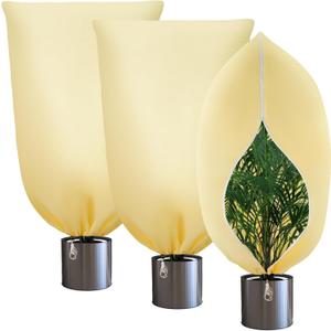 3 Pack Winter Plant Covers Freeze Protection, Thicker Frost Cloths Tree Covers with Zipper & Adjustable Drawstring, Antifreeze Protective Cover for Garden Shrub Plants, 47.2 x 70.8