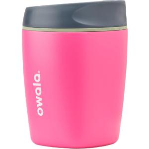 Owala SmoothSip Insulated Stainless Steel Coffee Tumbler, Reusable Iced Coffee Cup, Hot Coffee Travel Mug, BPA Free, Perfect for Cappuccino, 10 oz, Pink (Watermelon Breeze)