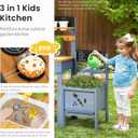 Frogprin Mud Kitchen for Kids, Outdoor Play Kitchen with Planter Box, mud Kitchen Accessories, Gardening Tool Toy Set, Removable Sink Faucet, Wooden Pretend Kitchen for Boys Girls 3+ Indoor