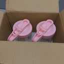 2 PACK Breast Milk Pitcher 32OZ Glass Breastmilk Pitcher with Lids Leak-proof Wide-mouth Mason Jar for Breastmilk, Resistant to Heat or Cold, Freezer-safe(Pink)
