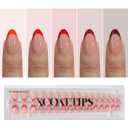 BTArtboxnails XCOATTIPS French Tip Press on Nails - Red French Tip Nails Almond, French Press on Nails Short, Soak Off Soft Gel Nail Extension 160Pcs