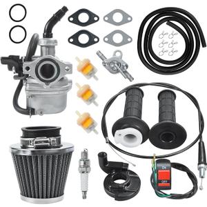 PZ19 Carburetor Carb Air Filter Throttle Handle Grips Cable for 50cc 70cc 90cc 110cc 125cc Tao Tao GK110 Baja SSR Apollo Coolster Chinese Four Wheeler ATV Go Kart CRF50 XL70 Dirt Pit Bike Black