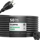 Extension Cord 50FT, 16/3 Gauge Outdoor Extension Cord Waterproof, 13A 1625W SJTW, ETL Listed, Great for Garden and Home, Black