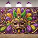 7x5ft Mardi Gras Backdrop Carnival Masquerade Mask Photography Background Mardi Gras Birthday Party Decorations Photo Studio Props (7x5FT210x150cm)