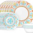 Corelle Terracotta Dreams Dinnerware Set for 6 18 Pieces Dinner Plates, Appetizer Plates, and 18 Oz Bowls Dishwasher, Microwave, and Freezer Safe Proudly Made in the USA