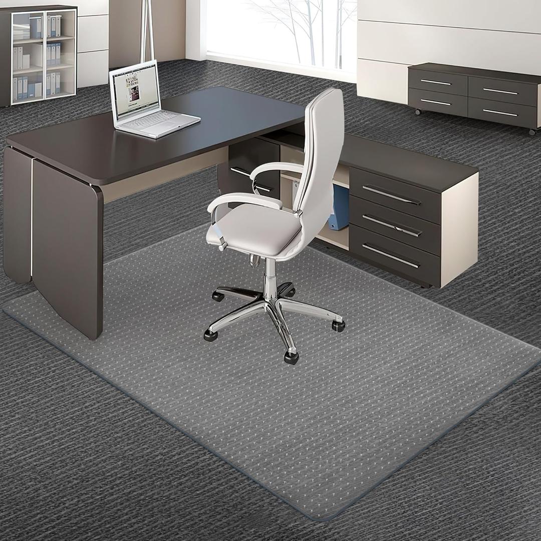 BesWin Office Chair Mat for Carpet, 48'' x 60'' Clear Floor Mat for Low and No Pile Carpeted Floors, Thick and Sturdy Carpet Protector for Work, Home, Gaming, Easy Glide and Flat Without Curling