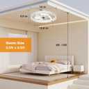 Ceiling Fans with Lights and Remote Low Profile Flush Mount LED Ceiling Fan with Lights 3000K-6500K Dimmable Foldable Fandelier Light 6 Wind Speeds Night Light for Bedroom Living Room White