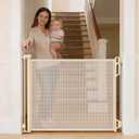 Retractable Safety Baby Gate or Mesh Dog Gate,Durable Portable Mesh Retractable Gate,Easy to Use for Stairs, Doorways, Hallways, Indoor, Outdoor, 33.5" Tall, Up to 45" Wide, Cream