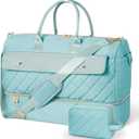 Wedama Travel Duffel Bag, Large Weekender Bag for Women with Shoe Compartment, Carry on Overnight Bag with Toiletry Makeup Bag, Gym Duffel Bag Travel Tote Bag for Travel Gym Camping Hospital, Blue