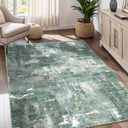 Modern Abstract Washable Area Rug for Living Room,Low Pile 5x7 Non Slip Carpet Non-Shedding Area Rug Soft Indoor Stain Resistant Rug Sage Green