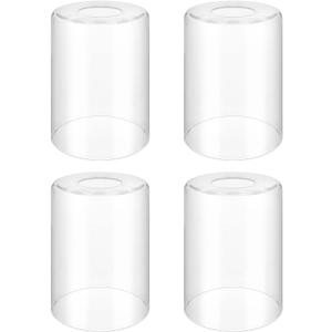 Licperron Clear Glass Lamp Shade Replacement 4 Pack,5.5inch High, 3.9inch Diameter, 1.69inch Fitter, High Transmittance Cylinder Glass Lampshade Covers for Vanity wall light fixtures Pendant Light