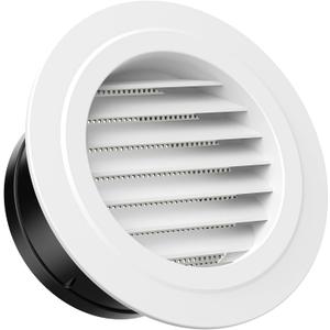 HG Power 6 Inch Soffit Vent Cover  Round ABS Louver with Built-in Screen Mech for Attic, Bathroom, Garage & Dryer Duct Ventilation (150mm,White)