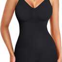 Gotoly Shapewear Bodysuit for Women Tummy Control Seamless Full Body Shaper V-Neck Waist Trainer Snatched Body Suit (Medium-Large, Black)