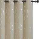 BUHUA Wave Floral Vine Print Blackout Curtains for Living Room Darkening Curtains Print Pattern Light Blocking Curtains for Bedroom 52W84L Beige 2 Panels