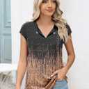 Kistore Women's Summer Casual V Neck Tank Tops Cap Sleeve Loose Fit Blouses Tunic Shirts (XL)