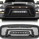 Front Grille Compatible with 2013-2018 Dodge Ram 1500, 2019-2023 Ram 1500 Classic, Matte Black Bumper Grill w/Off-Road Lights