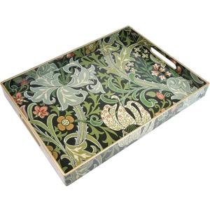 Spsyrine Serving Tray with Handles, Plastic Decorative Tray for Coffee Table, Living Room, Home Decor, Golden Lily