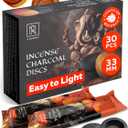 Charcoal Discs to Burn Incense - 30 pcs Charcoal for Incense Burning - 33 mm Most Quick Light Coals Tablets by M. ROSENFELD - 33 mm Resin Burner Rolls  Pack of 30 Instant Fire Coal Tablets