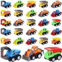DERTE 15 Pieces Mini Construction Car Toys Small Truck Toy Kit Mini Pull Back Vehicles Excavator Truck Tractor Kids Party Favors Pinata Stuffers Easter Fillers for Kids Child Play Set Gifts