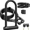 Sportneer Bike Lock: Heavy Duty Bike U Lock with 6ft Security Steel Cable - 18mm Shackle Bicycle U-Locks with Keys and Sturdy Mounting Bracket for Road Mountain Bike Bicycle, Size 11.5''x6.25'' (Black)