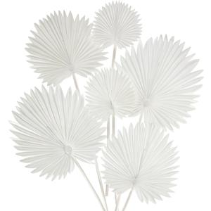6 Pcs Pu Foam White Artificial Palm Leaves Faux Palm Tropical Leaves Fake Palm Fronds for DIY Wedding Bouquets Fake Leaves for Centerpieces Arrangements Bridal Shower Palm Leaf for Home Decor, White Palm