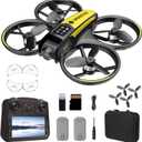 Drone With HD Camera Propeller Safety Protection, 4.5inch Screen RC Mini Drones, Headless Mode One-Key Takeoff/Landing Rolling Hovering M23 Quadcopter with 2 Batteries for Adult Beginners (Black)