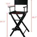 30 Inch Directors Chairs Foldable, Folding Makeup Artist Chair with Portable Footrest - Solid Hardwood Frame, 250lb Capacity, Black - for Professional Salon, Home Studio & Photography, Oversized