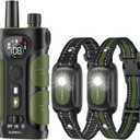SLOPEHILL Dog Shock Collar,4200FT Dog Training Collar with Remote,IPX8 Waterproof E-Collar with Beep,Vibration,Shock,Flashing Light,No Shock Model,Electric Shock Collar for Dogs,Green 2PCS