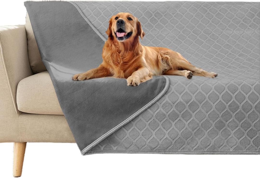 fuguitex Waterproof Dog Blanket Bed Cover Dog Crystal Velvet Moroccan Fuzzy Cozy Plush Pet Blanket Throw Blanket for Couch Sofa(40 * 60 inch, Light Grey+Grey)