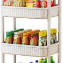 JOYZAN 4 Tier Rolling Carts with Wheels, Utility Cart with Handle and Locking Caster, Storage Cart for Kitchen, Office, Bedroom, Suitable for Diaper, Art Tools, Snack, Craft Storage Cabinet, White