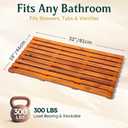Teak Bath Mat 32"x18" Extra Large - Solid Wood Shower Mat for Bathroom, Spa & Outdoor Use - Non-Slip Fast-Drying Design - Natural Teak Wood - Wide Slat Floor Mat for Tub & Pool