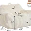 Large Comfy Plush Bean Bag Chair for Adults with Armrests and Back (Beige)