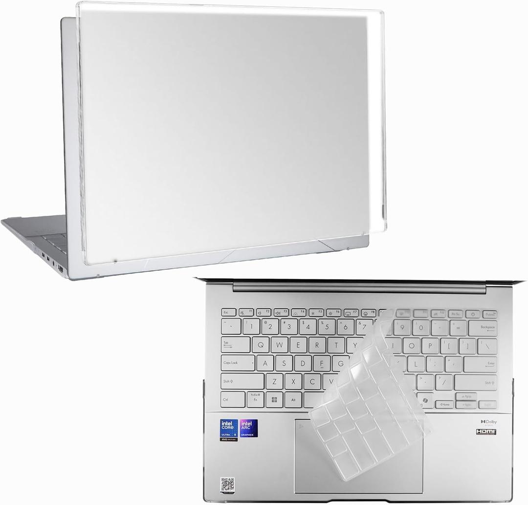 Laptop Case Set for ASUS Zenbook 14 (2025) 14 inch Scratch-Resistant & Drop-Resistant Hard Shell Frosted Transparent Protective Cover + Keyboard Cover