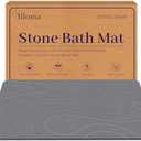 Jiloma Stone Bath Mat Diatomite Stone Mats for Bathroom Non-Slip Diatomaceous Earth Shower Mat Super Absorbent Bathroom Floor Mat Natural Easy to Clean(24 * 16 Grey)