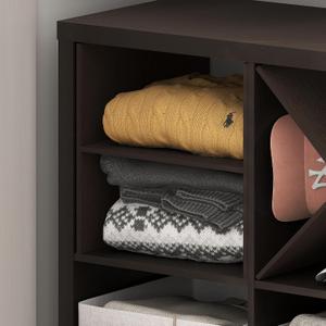 Furinno Cubicle H-Shelf Cube Shelf Insert, 2-Tier, Dark Oak, Shelf Insert: H-shape