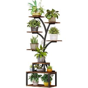 LINZINAR Plant Stand Indoor outdoor Tall Shelf for Multiple Flower Holder Display Tree-Shaped Rack for Home Living Room Metal