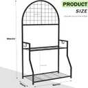 VGMiu 2 Tier Plant Stand Indoor Outdoor, Metal Plant Display Stand Plants Shelf Rack for Multiple Plants, Black Flower Plante Pots Holder for Patio Garden Balcony Living Room