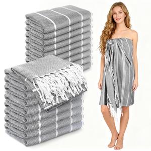 YSYJ 18 Pack Turkish Beach Towel 36 x 71 Inches Beach Towels Soft Lightweight Extra Large Pool Towels Quick Dry Sand Free Turkish Bath Towels Grey