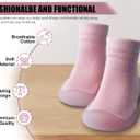 Baby Shoes Boys Girls First Walking Shoes Non Slip Soft Sole Sneakers Toddler Infant Babygirl Sock Shoes (Pink)