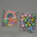 39 Pcs Pastel Balls Cake Toppers Daisy Flower Cupcake Decoration Boho Rainbow Cake Topper with Happy Birthday Banner for 70s Groovy Hippie Party Supplies