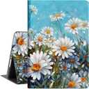 Vimorco Slim Case for iPad 9th 8th 7th Generation 10.2 Inch 2021 2020 2019, White Flower for iPad 10.2 Case Hybrid Shockproof Protector Cover for iPad 7/8/9 Gen Adjustable Stand Auto Wake/Sleep, Daisy