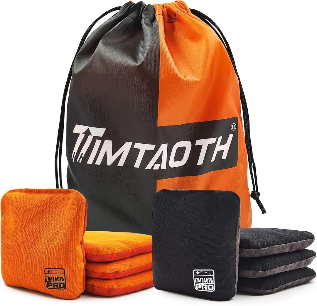 Dual Sided Corn Hole Bags Professional Cornhole Bags Set of 8 Regulation Corn Hole Bean Bags Slick and Stick (black and orange)