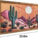 flangairy Desert Wall Art Crafts String, 23.6x11.8 Inch Cactus Arizona Desert Landscape Picture Wall Decor, Boho Western Aztec Living Room Bathroom Bedroom Southwestern Home Decorations