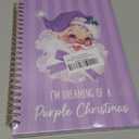 Fewgb Purple Christmas Santa Claus Spiral Notebook Gifts, I'm Dreaming of a Purple Christmas Hardcover Lined Notebooks Journal for Office Work Composition, Winter Note Taking Notebook A5 5.5x8.3