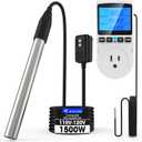 1500W Immersion Water Heater for Pool, Electric Fully Submersible Water Heater with Thermostat & GFCI, For Sink, Bathtub, Baptismal, Small Swimming Inflatable Pool, Hot Tub, Bucket Camping(white)
