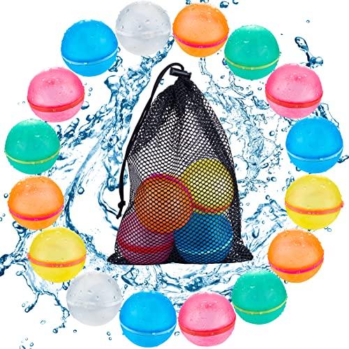 Tizikcon 20 PCS Magnetic Reusable Water Balloons, Refillable Silicone Bath Pool Beach Toys for Kids, Quick Fill Self-Sealing Splash Balls for Outdoor Water Fun Summer Family Games